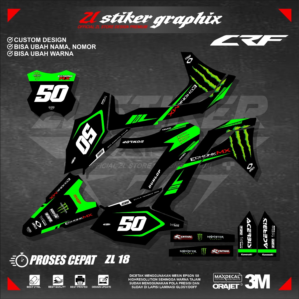 KXF Premium Full Body Decal Sticker – ดีไซน์เท่สําหรับ Honda KXF Trail Supermoto ZL18