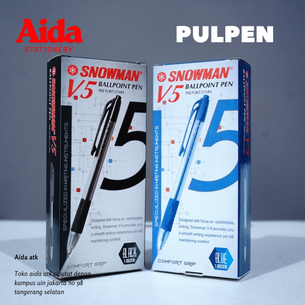 MERAH SNOWMAN PENS IN BLUE, RED AND BLACK PRINT