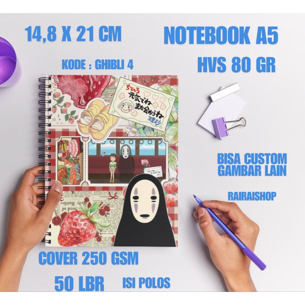 Ghibli Anime A5 Spiral Notebook พร้อมรูปภาพที่กําหนดเอง
