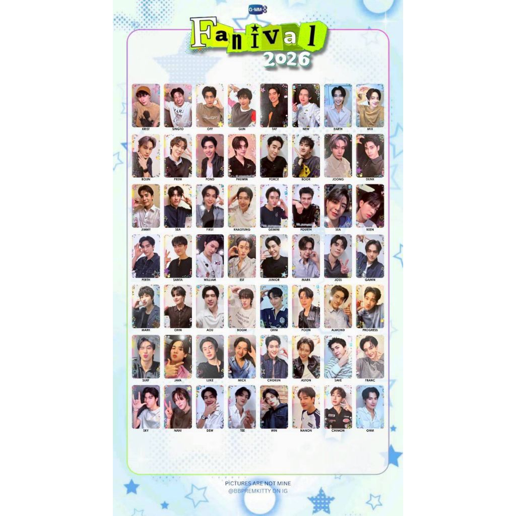 Photocard PC Official GMMTV Fanival 2026 Heart Shot | อัลมอนด์ Aou Gemini Java Kantung SeaKeen Clove