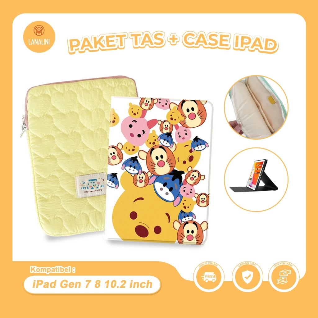 กระเป๋าใส่ iPad 10.2 นิ้ว สำหรับ iPad 7/8/9 2019-2021 ลาย Pooh