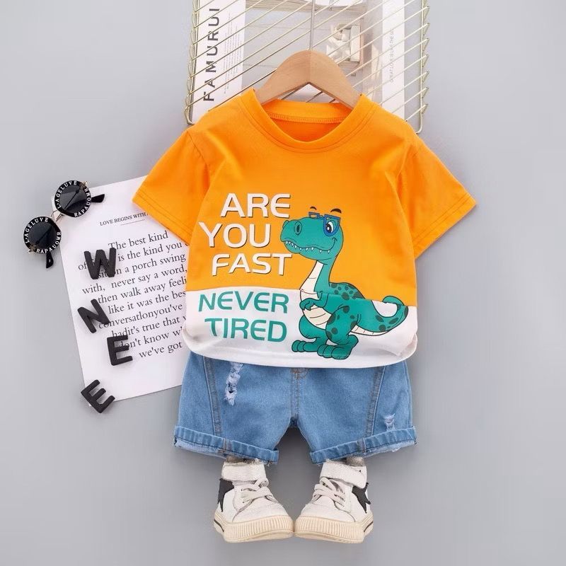 BOYS SUITS 1-5 YEARS OLD DINOSAUR MOTIF น่ารัก, MODERN CASUAL DENIM SHORTS