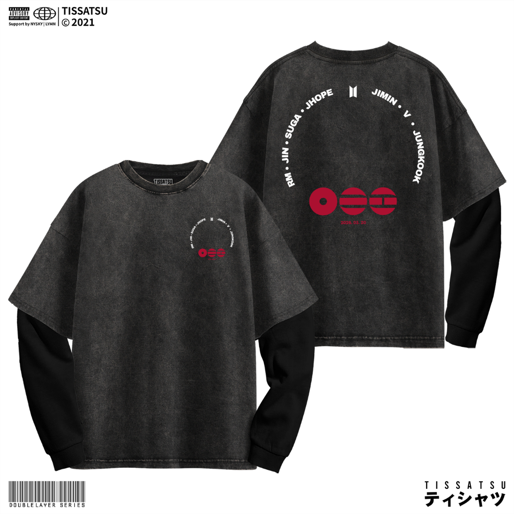 TISSATSU Longsleeves BANGTAN MEMBER CIRCLE Double Layer Oversize / Long Sleeve Wash Shirt BT-8