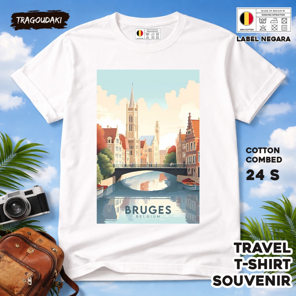 BELGIUM เสื้อยืดของที่ระลึก BELGIUM 64 Tag ของที่ระลึก เสื้อผ้าทําจากผ้าฝ้ายหวี 24s