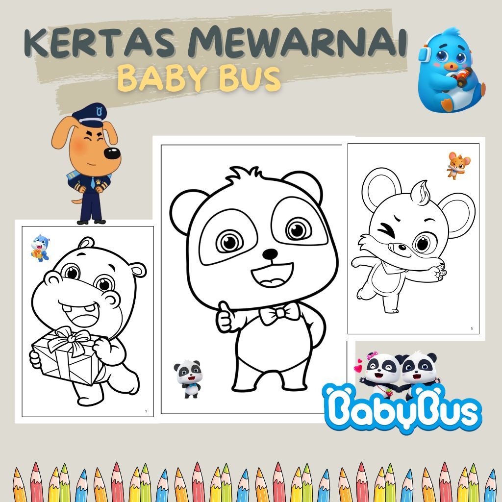 20 แผ่น BABY BUS Themed Childrens Coloring A5 100 แกรม