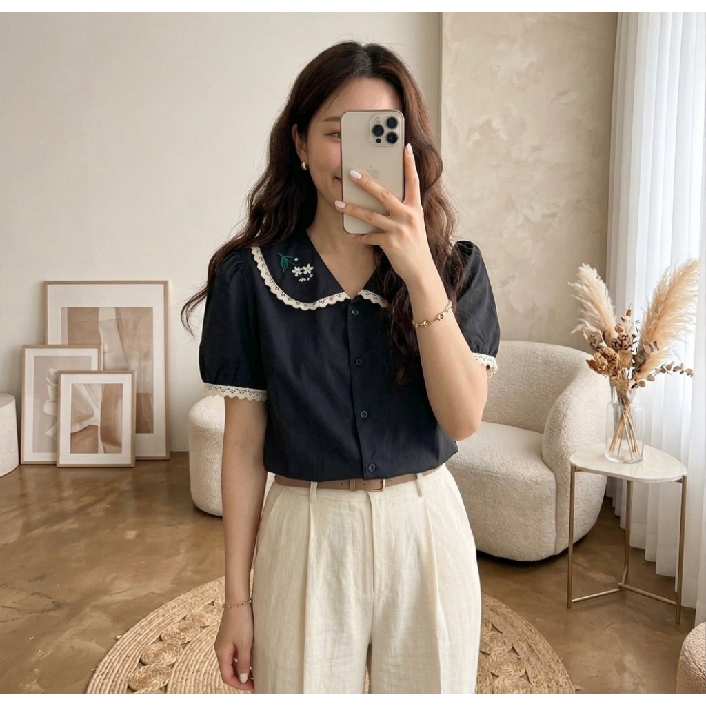 [COTTON BELLS] Restar Top - Korean Style Aesthetic Premium Womens Casual Top (MB - BL 27)