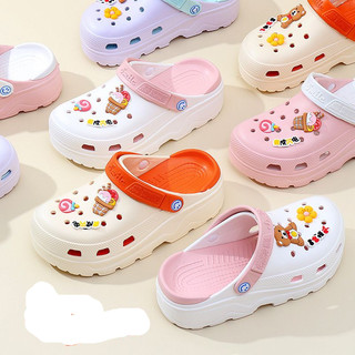 [littlecrab] Sandal Fuji Baim Warna Pastel Lembut Berkualitas Sandal Peninggi Badan Anti Slip Sandal Lubang Motif Eskrim Sandal Eva Anti Air Sandal Unik Lucu Jibbitz Gambar Beruang Lolipop Bunga Ice Cream Cute Sandals Sandal Buaya