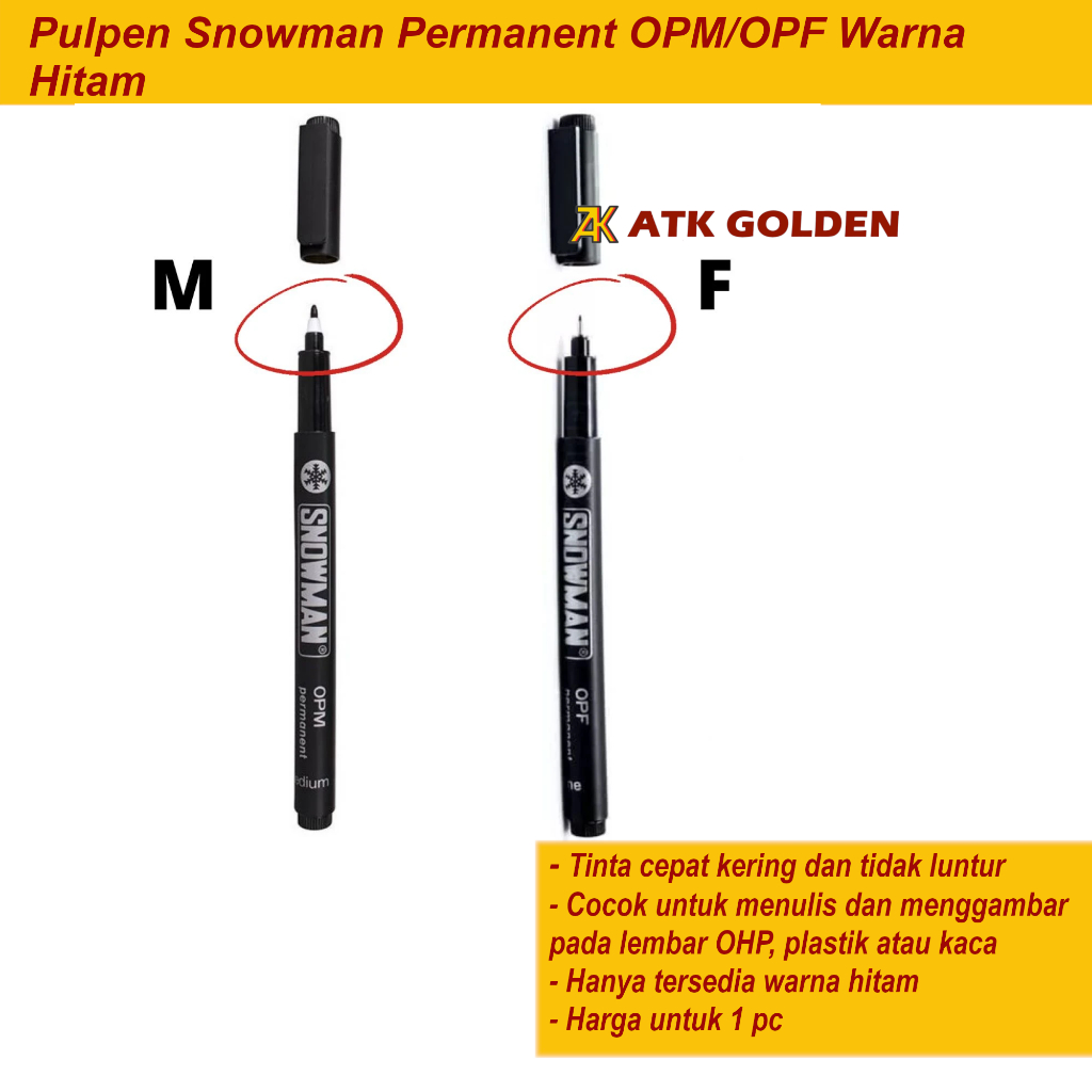 Snowman Permanent OPM/OPF ปากกาสีดํา