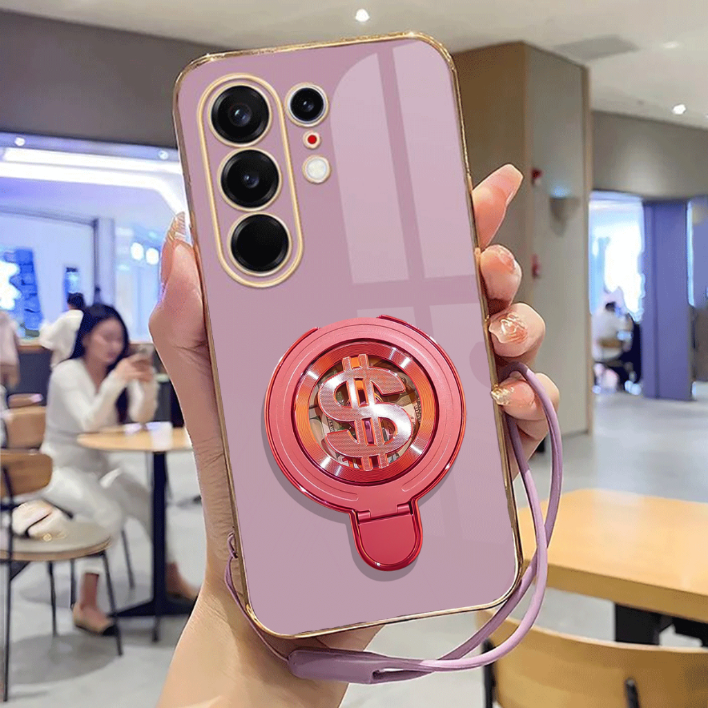 เคส Tecno Camon 50 เคสอ่อนที่สุด Stand Holder Ring Dollar Luxury Plating