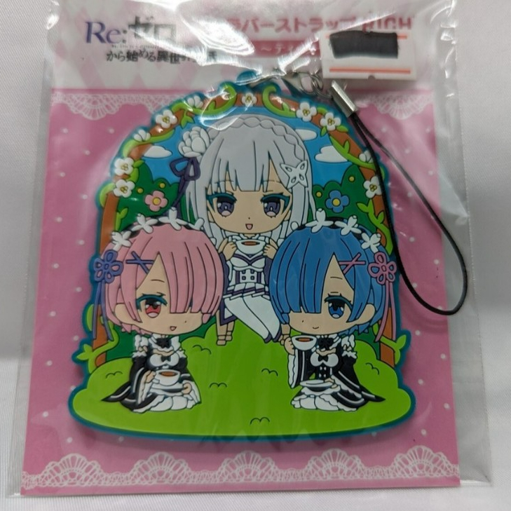 Re Zero Rem, Ram และ Emilia Rubber Phone Strap อะนิเมะมังงะ