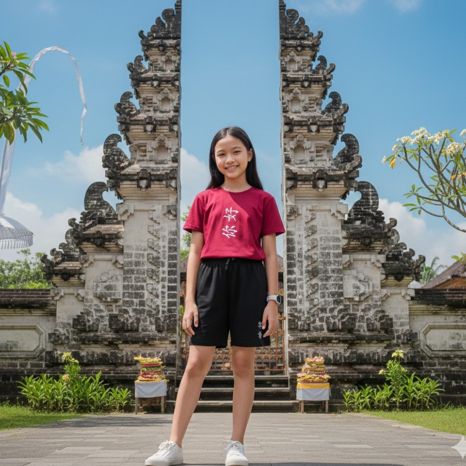 Shenzhu.distro - กางเกงขาสั้นแฟชั่นเด็ก Unisex อายุ 5-15 ปี Nihao Motif