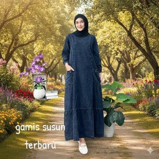 Gamis Susun Kantong Samping Terlaris Masa Kini