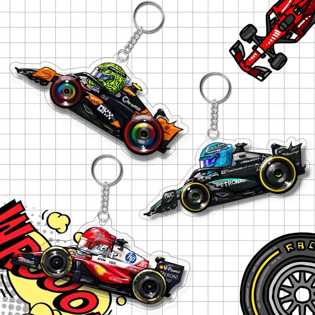 พวงกุญแจ GANTUNGAN Cute Formula One F1 | พวงกุญแจอะคริลิคสูตรหนึ่งพรีเมี่ยม