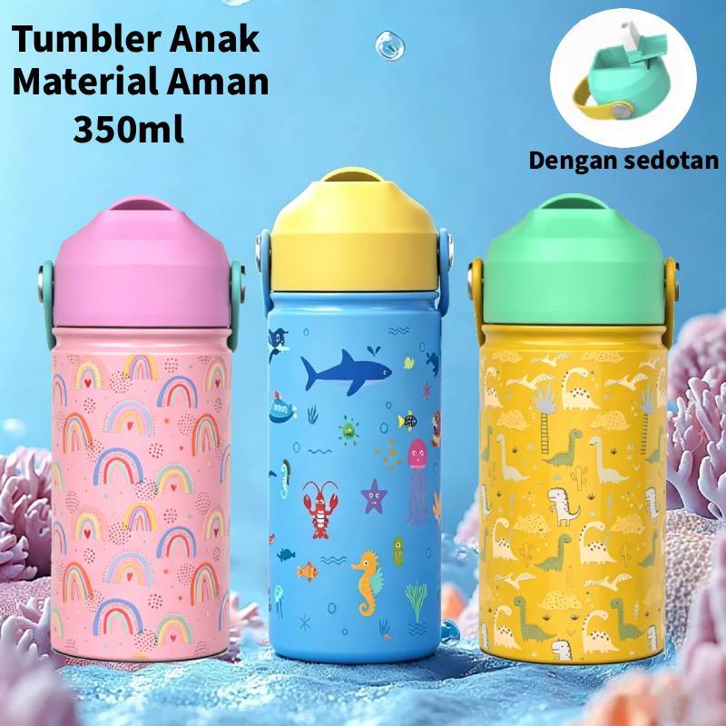 แปรงถ้วยฟรี - CHILDRENS TUMBLER STRAW 350mI STEEL 304 FOOD GRADE LASTS 24 HOURS ANTI Vacuum steeldom
