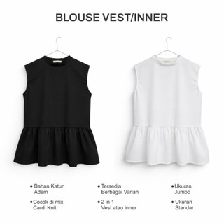 Inner Salur Blouse Sleeveless Top Tanpa Lengan Ruffle Katun dengan Desain Elegan dan Nyaman - Amora
