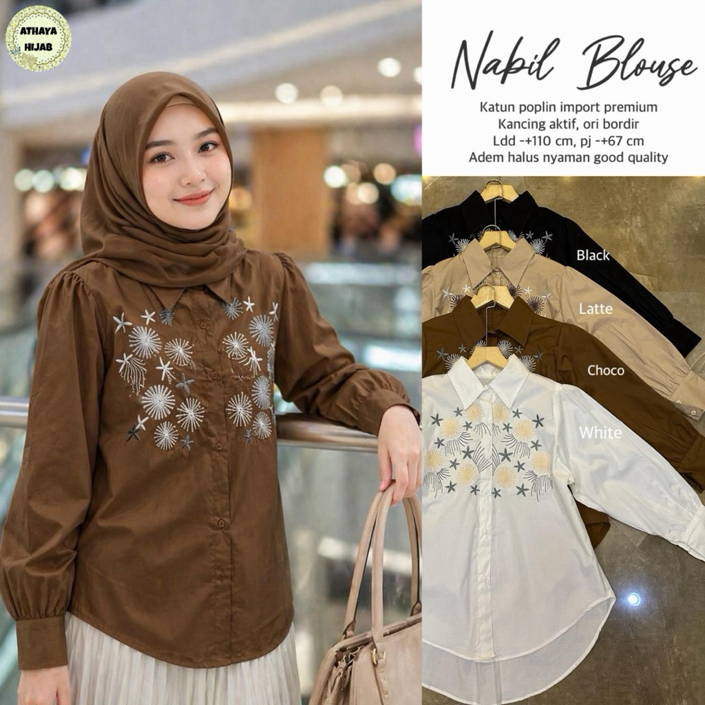 Nabil Blouse Premium Cotton Poplin Womens Top by Athaya