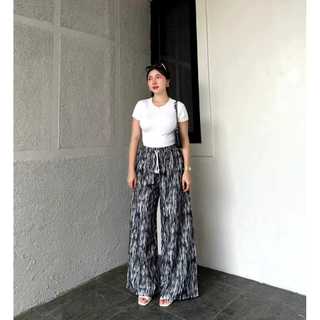 Everyday Pants - Motif Abstrak - Celana Panjang Wanita Baggy Kantor Kuliah - Kulot Pinstripe - Celana Formal Casual