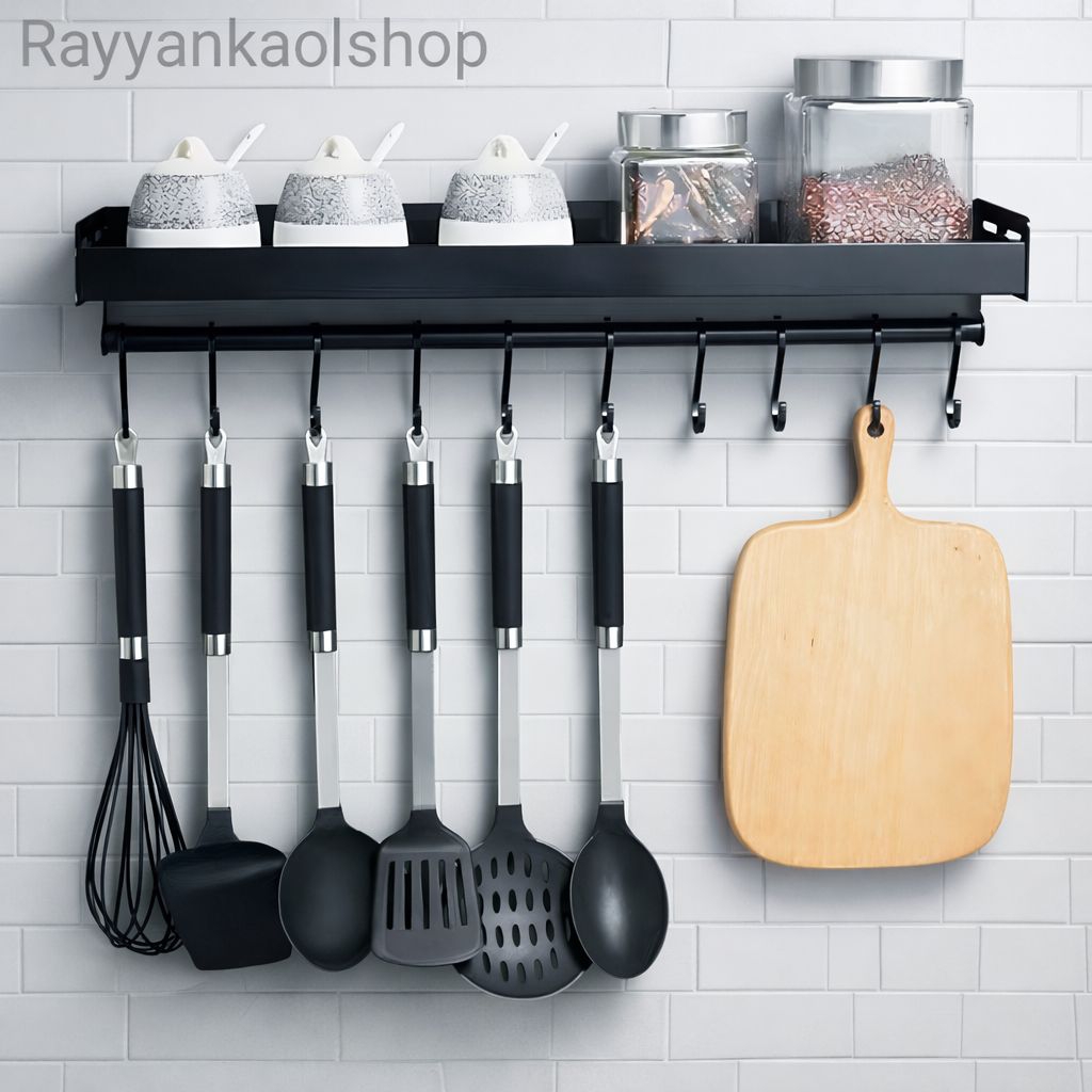 GANTUNGAN IRON WALL SPICE HOLDER IRON SPICE RACK KITCHEN SPATULA HANGERS KITCHEN Spice Storage Rack