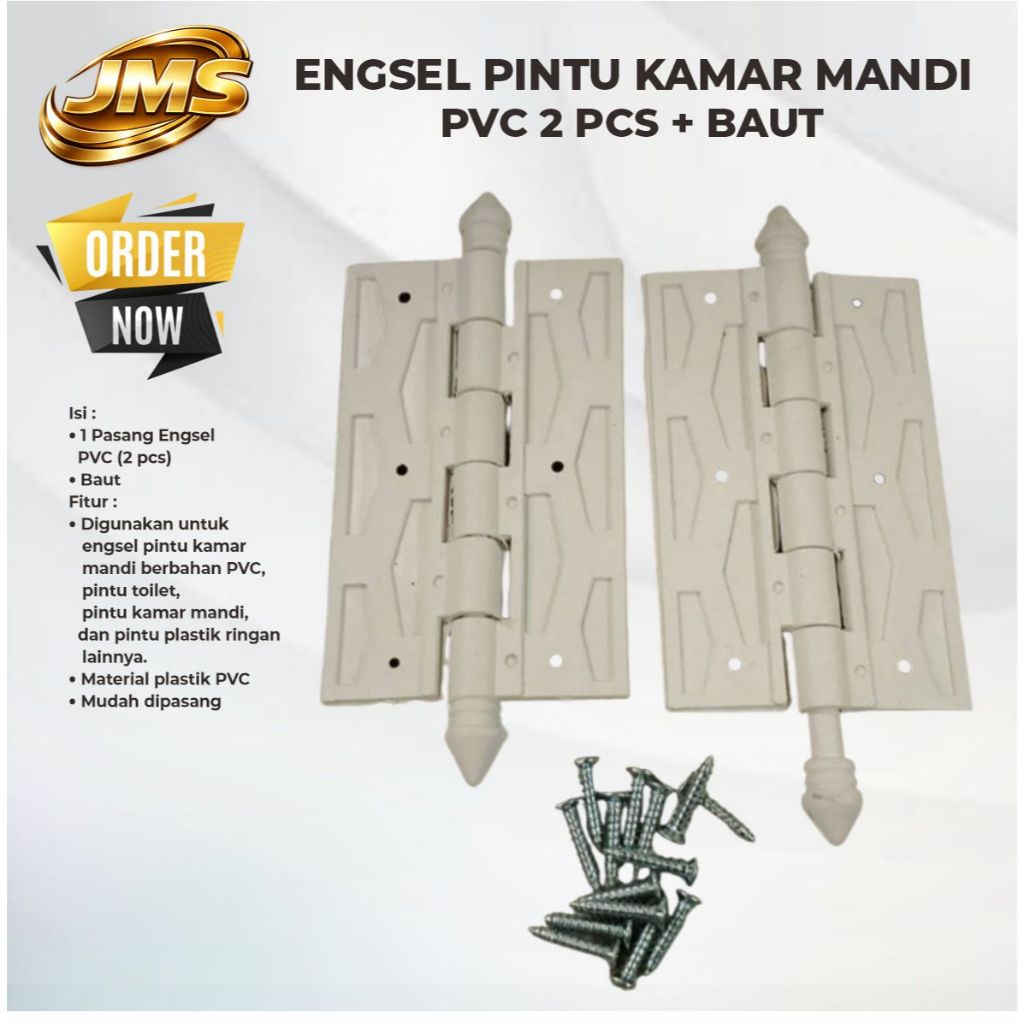 บานพับประตูห้องน้ํา PVC 1 ชุด (2 ชิ้น + สลักเกลียว) / บานพับ PVC Pint / บานพับ + สลักเกลียว PVC / บา