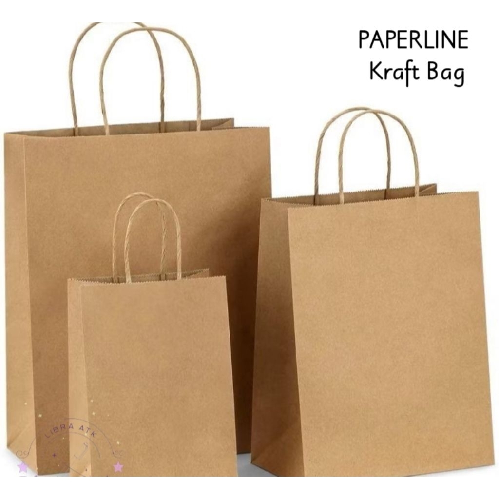 PAPERLINE BROWN KRAFT PAPERBAG TOTE BAG PLAIN BROWN PAPER BAG