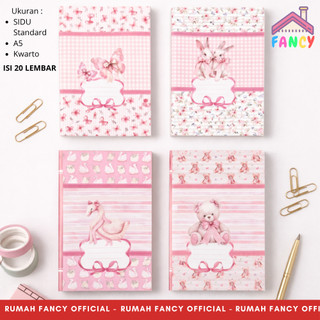 1PAK ISI 20 LEMBAR Sampul Buku KWARTO SIMPATY Motif Animal Coquette Pink Pita Ribbon Pastel TEBAL