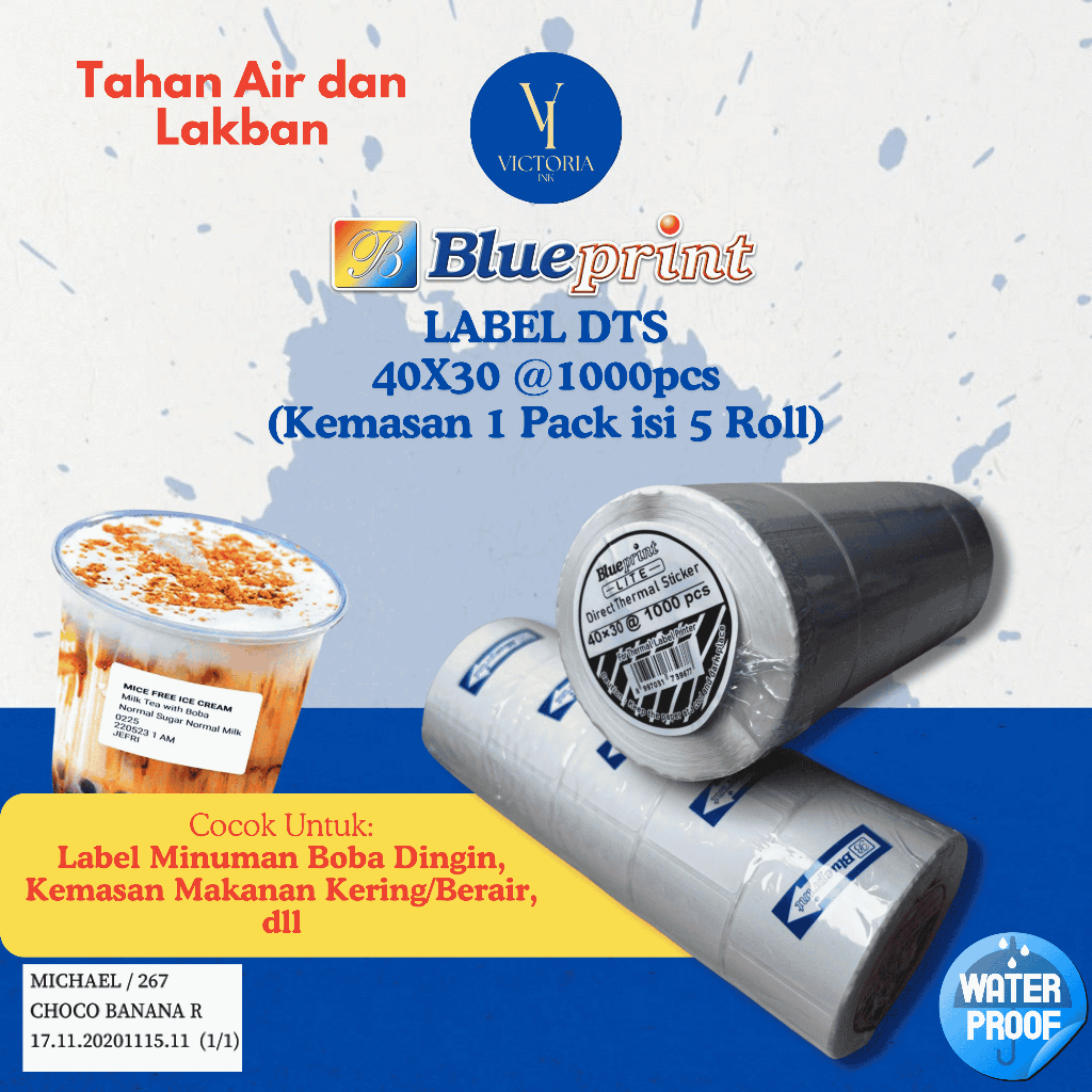DTS 40x30 BLUEPRINT 40x30 เนื้อหา 1000 แผ่น 40 X 30 4 ซม. x 3 ซม. 4x3 Core 1 นิ้ว - WATERPROOF - 1 P