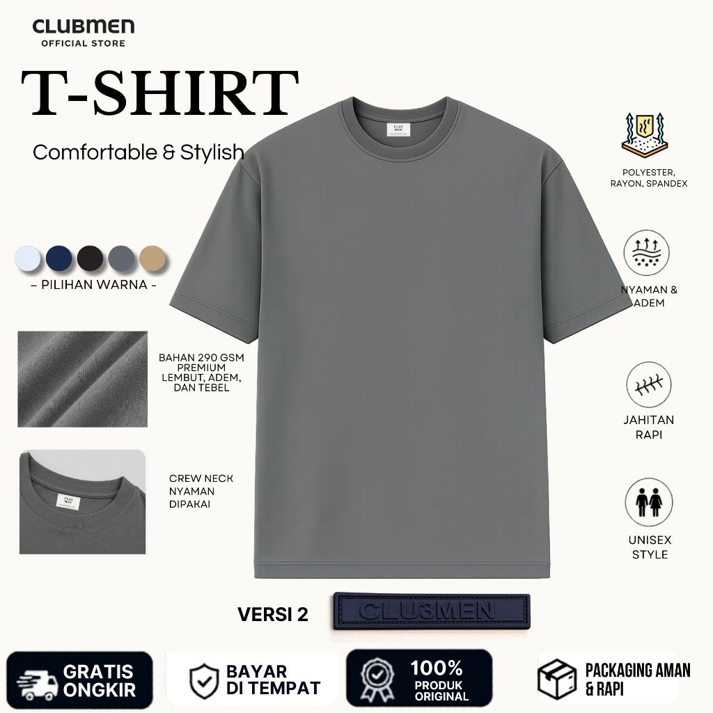 CLU3Men Boxy East เสื้อยืด สีเทา CM3