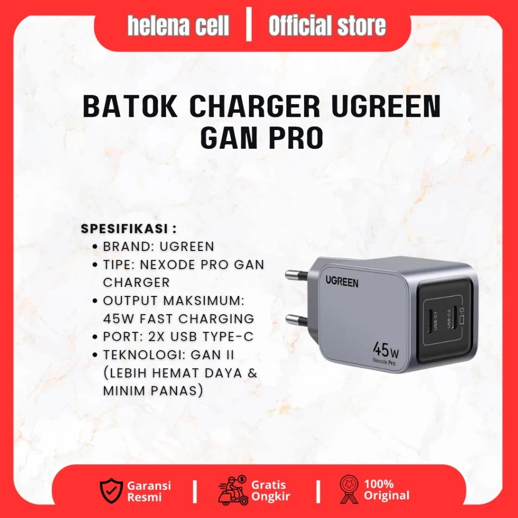 เครื่องชาร์จ Batok Ugreen 45W Gan Pro