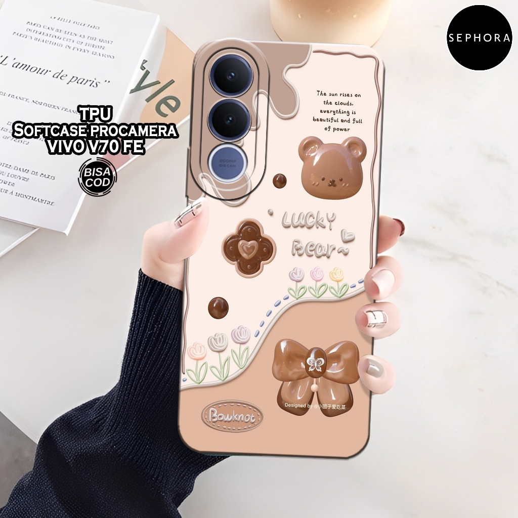 เคส HP ล่าสุด VIVO V70 FE 2026 - เคสแฟชั่นหมีน่ารัก - เคส VIVO V70 FE 2026 Softcase - เคสกล้อง Pro -