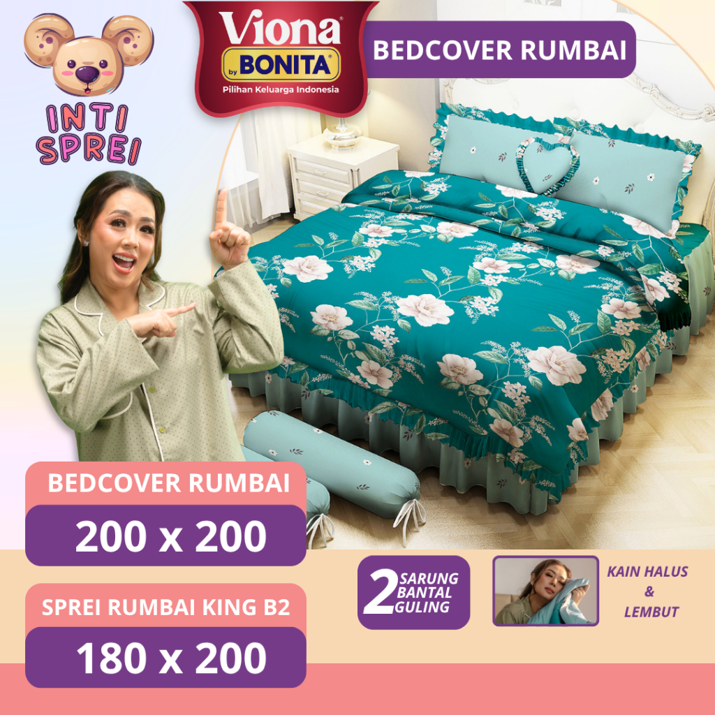 BONITA VIONA 180X200 KING SIZE TASSEL BEDCOVER SET AESTHETIC MOTIF BED SHEETS BABY BED SHEETS