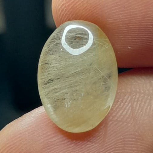 Natural Golden Rutilated Quartz Dim: 14.3 x 10 x 7 มม. 7.3 Ct Gold ไม้จันทน์ผม Amethyst รูปไข่ Caboc