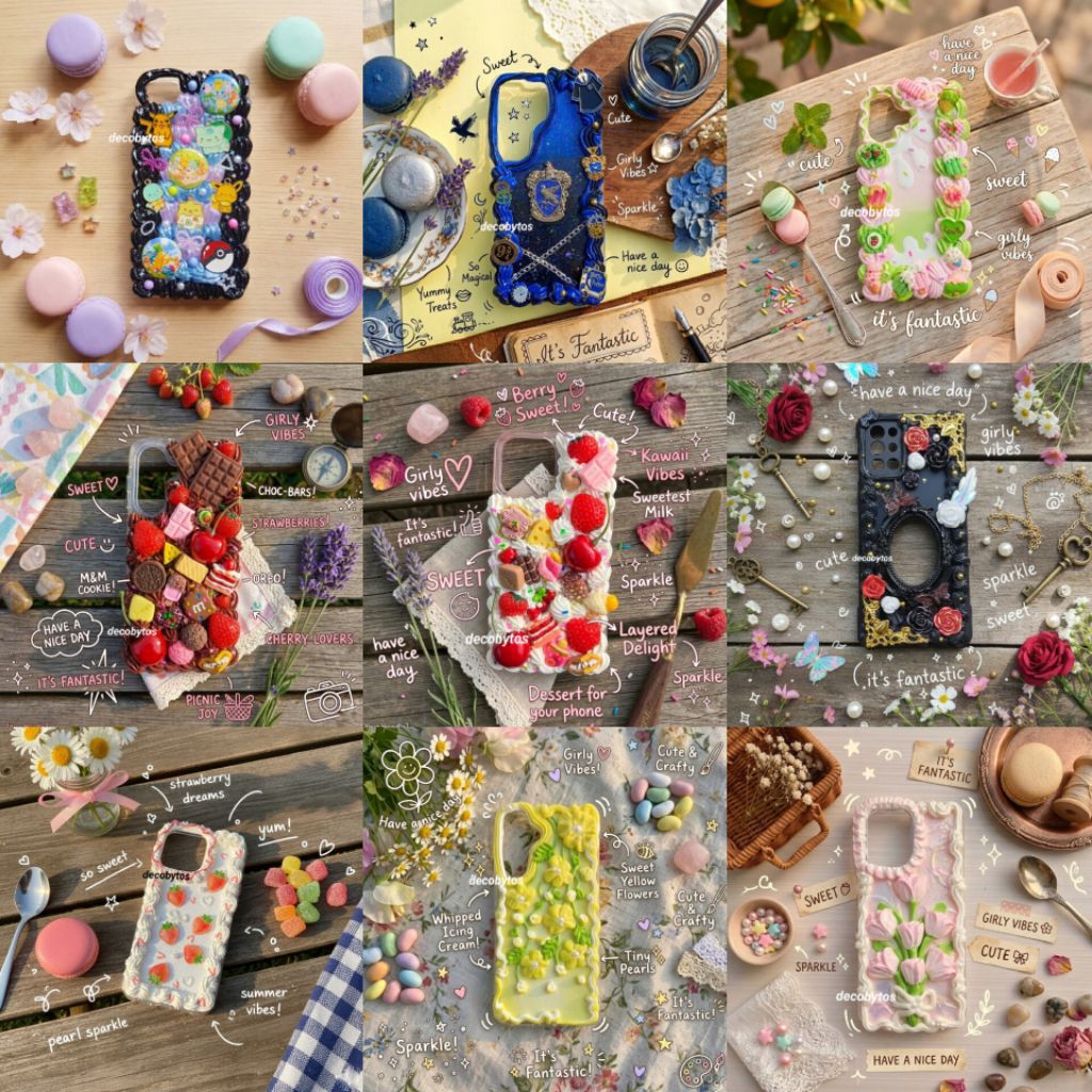 [READ DESCRIPTION] CUSTOM (ตอนที่ 2) เคสโทรศัพท์ปลอก Decoden Deco Cream DIY Handmade สําหรับโทรศัพท์