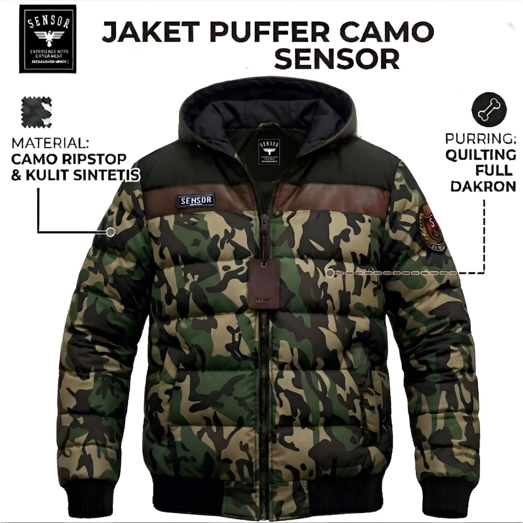 SENSOR CULTURE - SENSOR Camo Puffer Jacket / Bubble Parachute Jacket / เสื้อแจ็คเก็ตร่มชูชีพผู้ชาย
