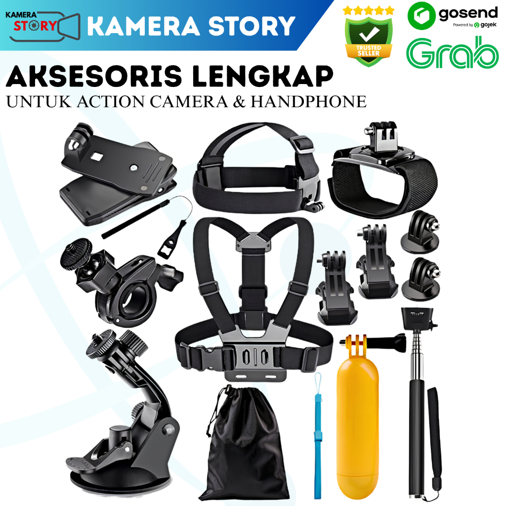 อุปกรณ์เสริม Go Pro ครบชุด / Motovlog HP / ติดตั้ง HP / Body Chest Strap Handphone / กล้องสายรัดหน้า