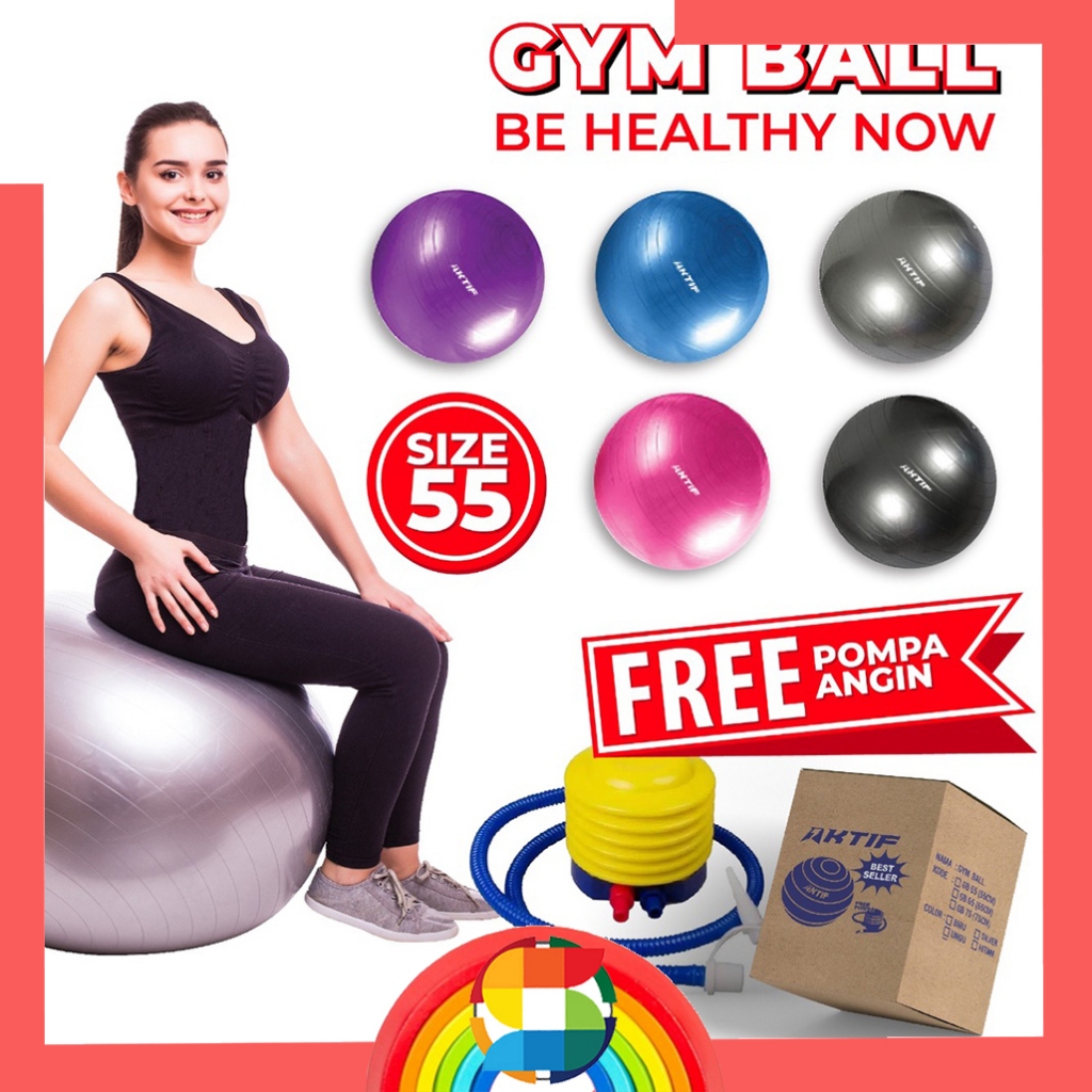 Active Gym ball สําหรับสตรีมีครรภ์ / ยิมบอล / ลูกบอลออกกําลังกายโยคะ ขนาด 65 ซม. BONUS POMP (ขนาดกลา