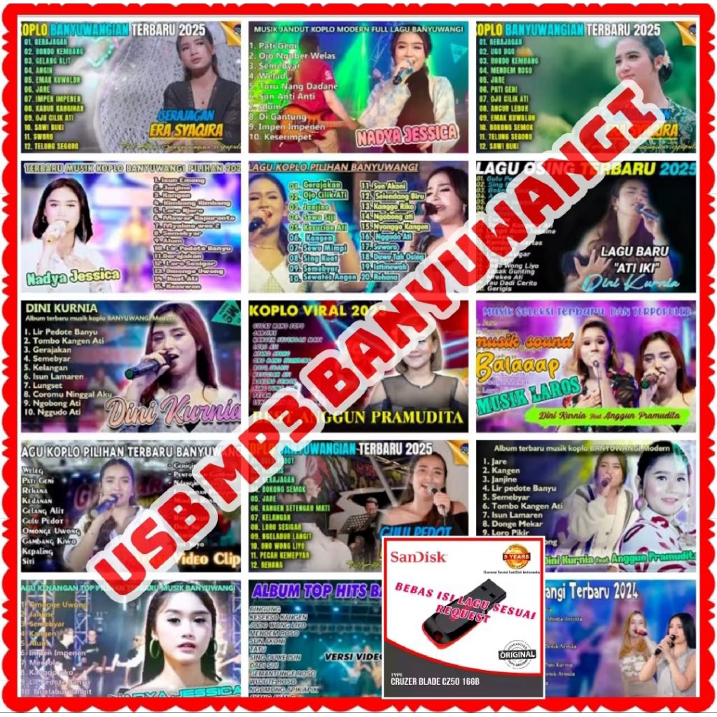 FLASHDISK CONTAINING MP3 COMPLETE BANYUWANGI SONGS - FLASHDISK OF BANYUWANGI SONGS