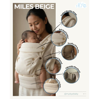 SKYE Baby Carrier | Gendongan Bayi M Shape | Newborn 0 - 36 Bulan | Polos Beige