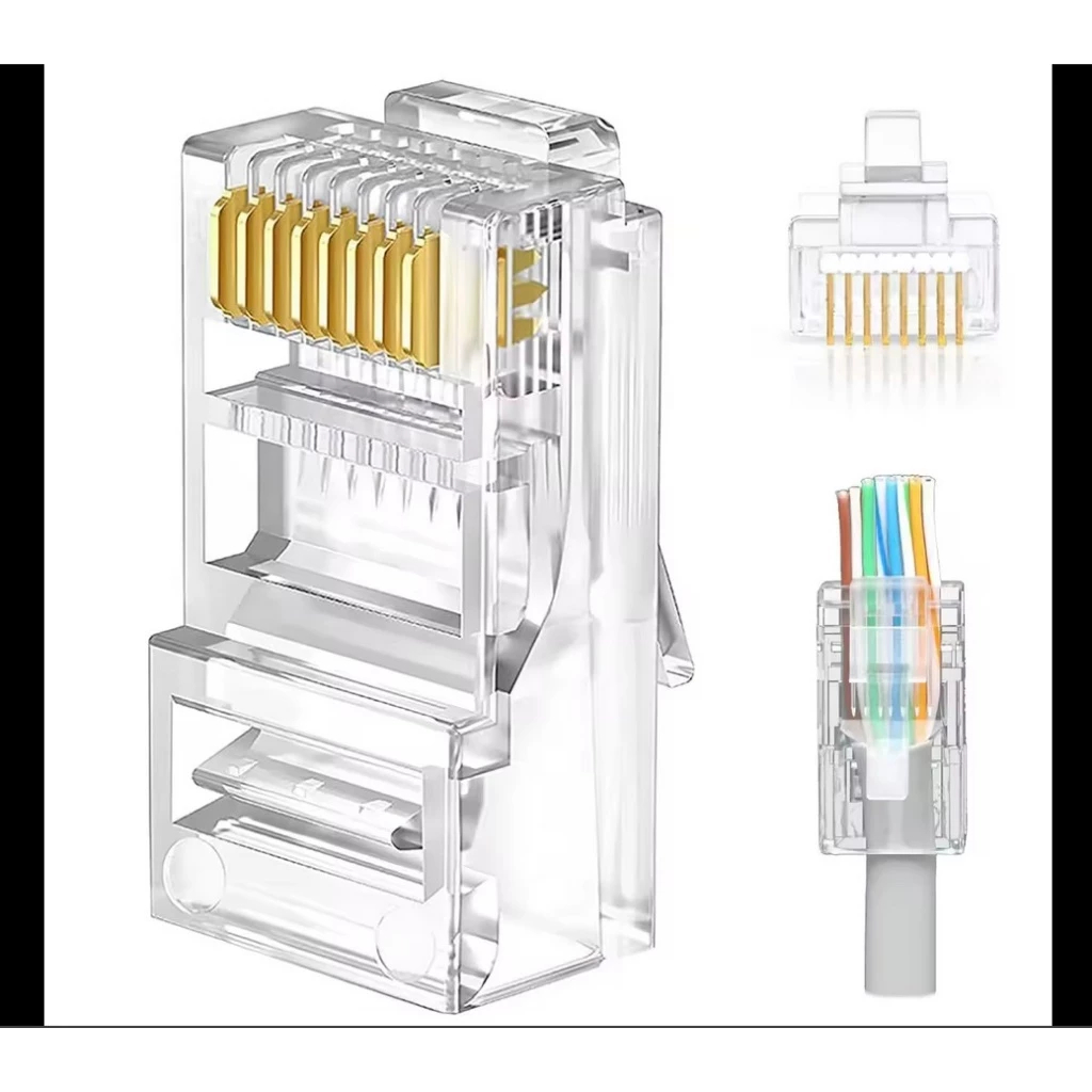 UTP RJ45 CAT5E Connector Anti-Failure RJ45 Connector สาย lan โปร่งแสง