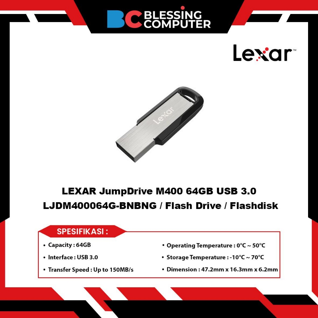 LEXAR JumpDrive M400 64GB USB 3.0 LJDM400064G-BNBNG / แฟลชไดรฟ์ / แฟลชดิสก์