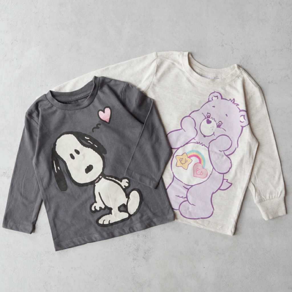 Snoopy เสื้อยืดแขนยาว Care Bears & Skye Kids | ไซส์ 1-8y | เสื้อยืดแขนยาวเด็กผู้หญิง เด็กผู้หญิง pea