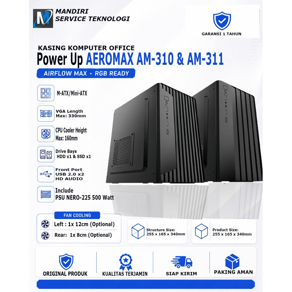 ปลอก PC Aeromax AM-310 Power UP + PSU 500W