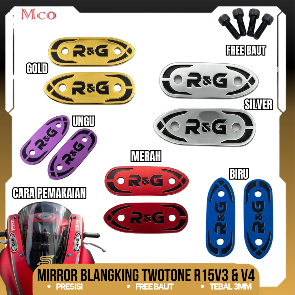 กระจกมองข้าง BLANKING R15 V3 V4 TWOTONE - อุปกรณ์เสริม R15 V3 V4 | ดัดแปลงอุปกรณ์เสริม R15 V3 V4 ฝาค