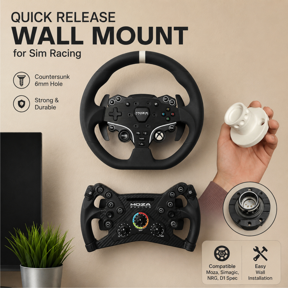 Quick Release Hub Wall Mount Sim Racing Moza Simagic NRG D1 | ที่วางพวงมาลัย 2 รู / 3 รู