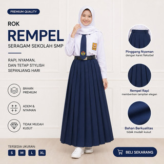 Seragam SMP Rok Panjang Rempel Bawah Pinggang Biru - Seragam Sekolah - Rok Rempel - Rok SMP
