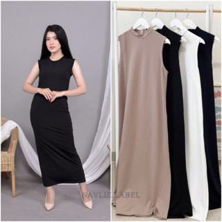 Inner Dress Panjang Gamis Wanita Premium Knit Tanpa Lengan Homy Dress/Formal Dalaman Dress Premium Knit