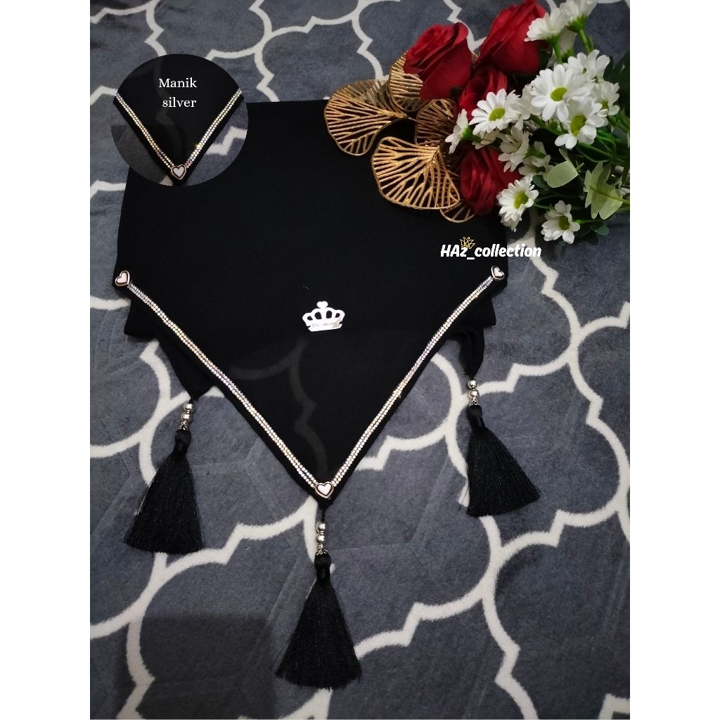 KHIMAR.BLACK.INSTANT.HIJAB.TEMBORO VEIL ZIPPER TASEL. AYRA VEIL