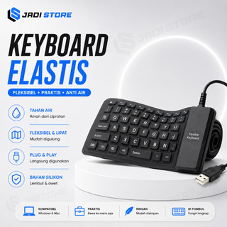Keyboard Elastis Gulung Flexibel Lipat Anti Air Mini Eksternal External Eksternal USB Silikon
