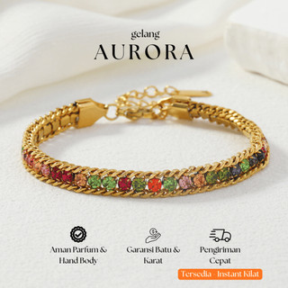 [BEST SELLER] Lumina Jewels - Gelang AURORA Kristal Pelangi Anti Karat – Stainless Steel Elegan