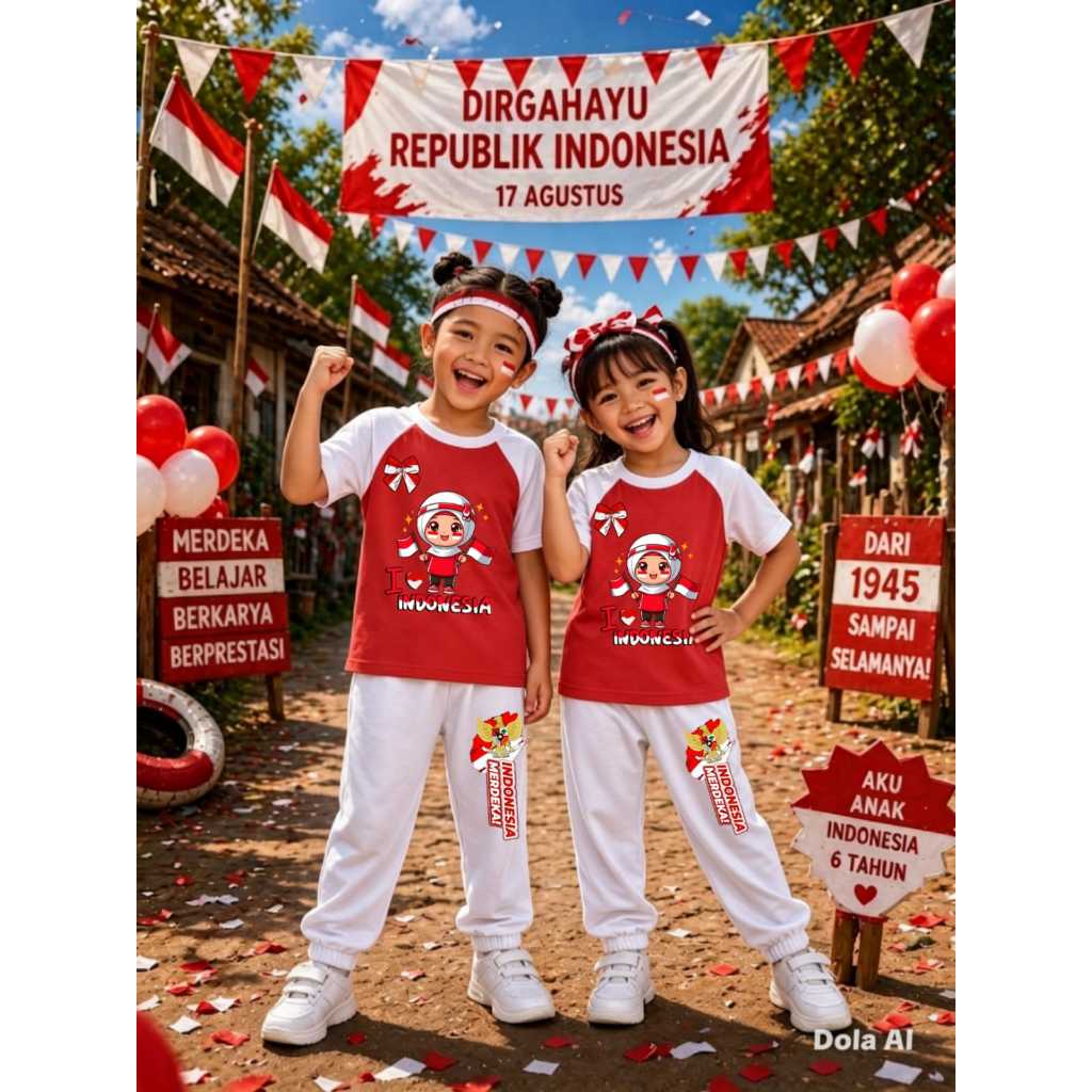 AS_STORE99 - CHILDRENS SUITS FOR AUGUST 17TH INDEPENDENCE DAY / SHORT T-SHIRT AND LONG PANTS JOGER R