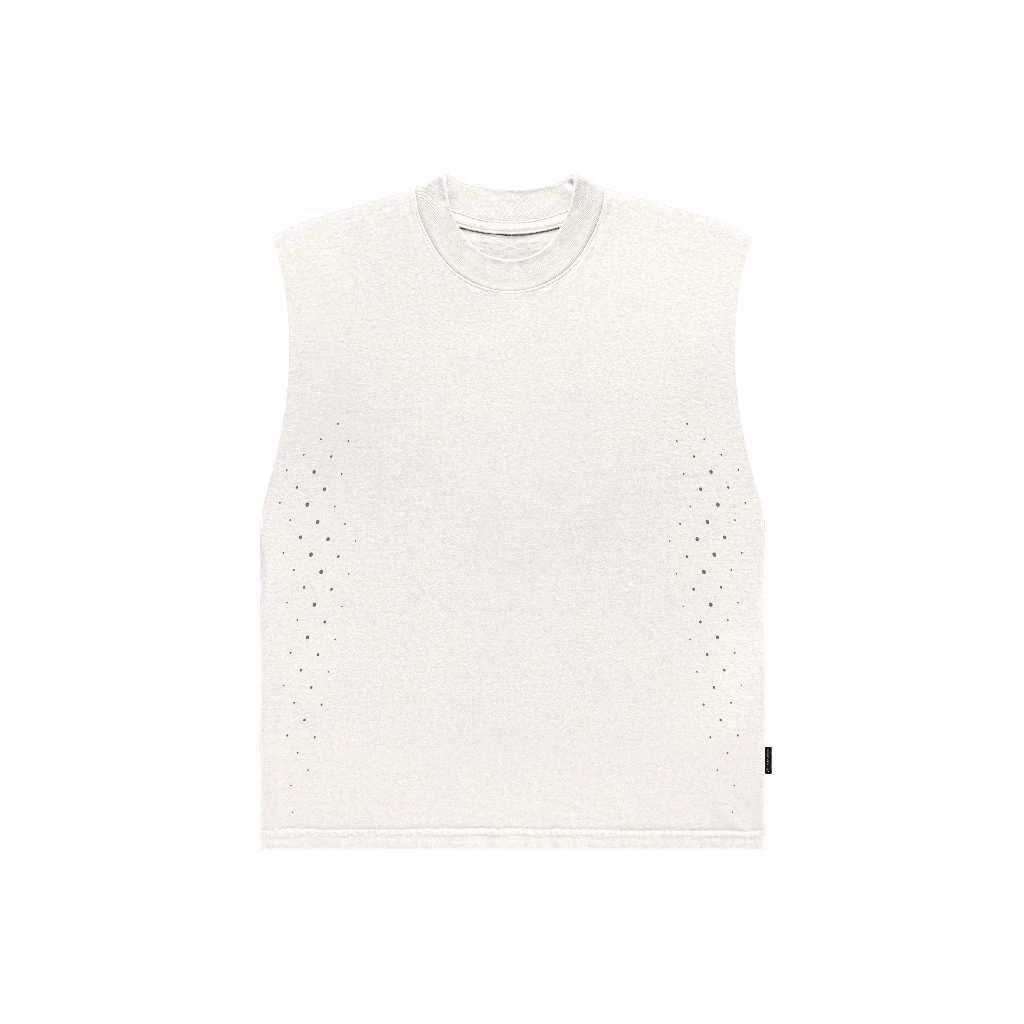 HLWN Running Unisex Boxy Muscle Tee สีขาว - พื้นฐาน